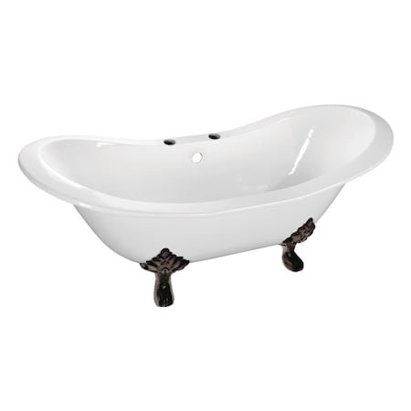 Aqua Eden Clawfoot Bathtubs, 61 L, 30.13 W, White/Oil Rubbed Bronze, Cast Iron VCT7DS6130NC5